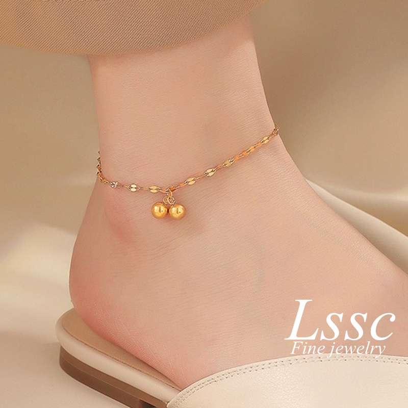 Vòng chân nữ vàng đơn giản Lắc chân titan không gỉ phong cách hàn quốc mới 2022