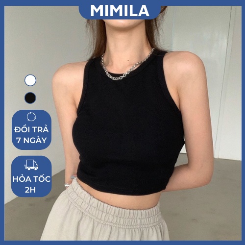 Áo Ba Lỗ Croptop MIMILA Áo Croptop Thun Tăm Co Giãn Ôm Body Basic Dễ Mix Đồ - MA024