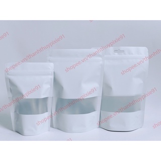 1kg túi zip màu trắng sữa đựng thực phẩm nhìn thấy sản phẩm bên trong