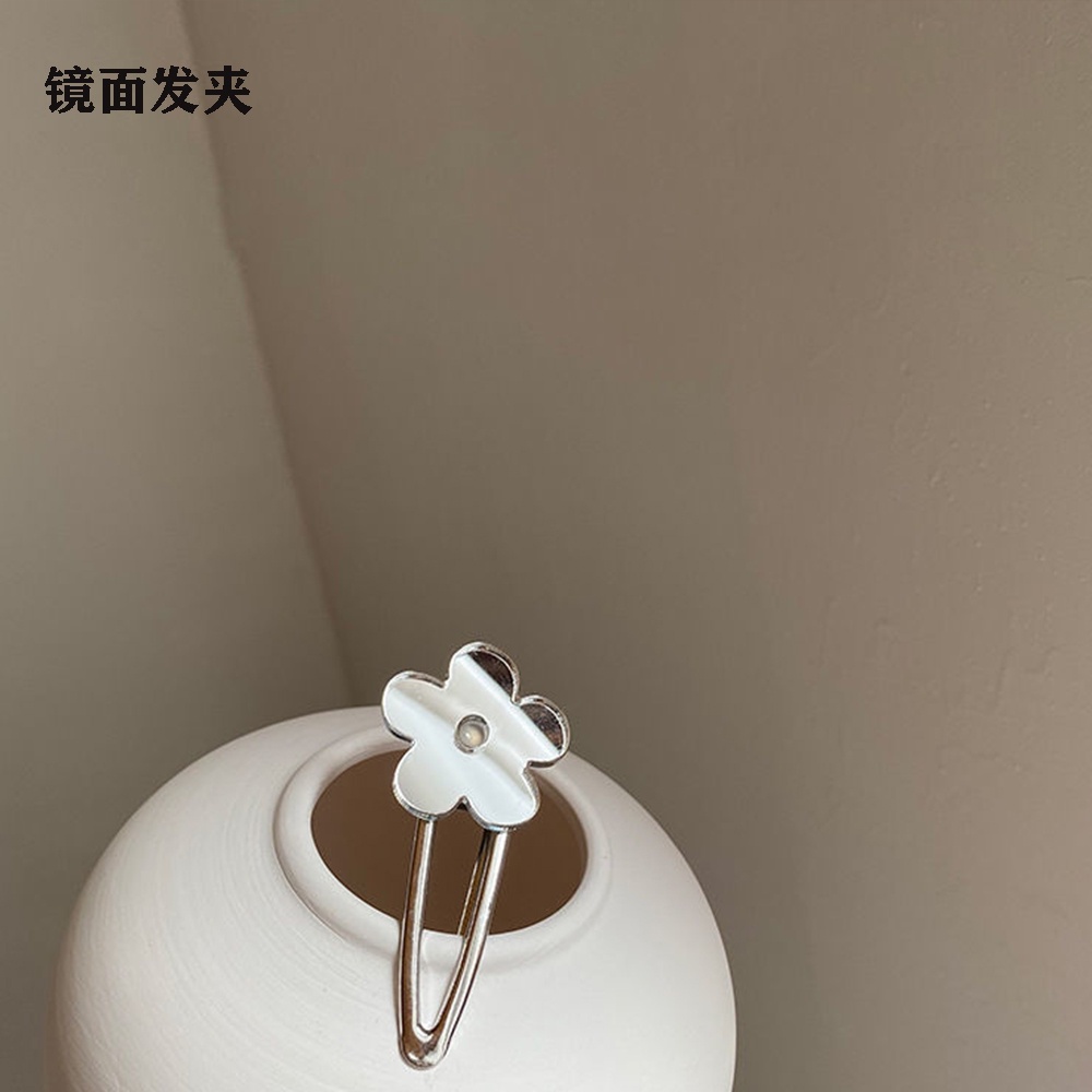 Kẹp tóc trang trí bông hoa tráng gương xinh xắn thời trang dành cho nữ