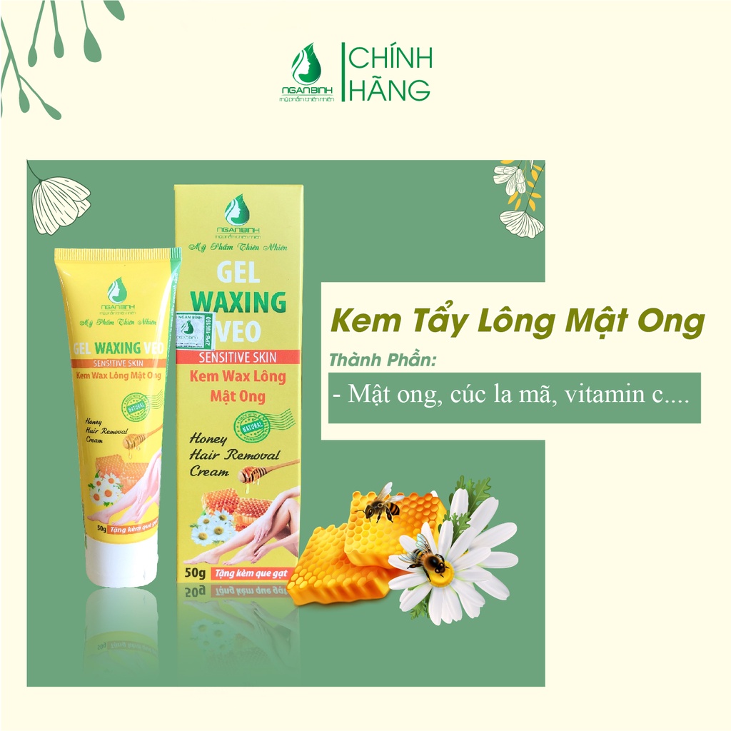 Kem tẩy lông mật ong Ngân Bình tuýp 50gr giúp làm sạch lông chân, lông nách, vùng kín chỉ trong 5 phút tại nhà an toàn