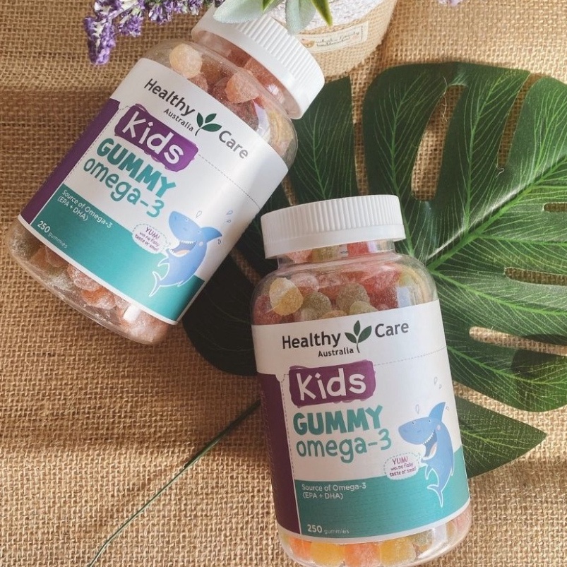 Kẹo dẻo Kids Gummy Multivitamin và Kids Gummy Omega 3 200v chính hãng Healthy Care Úc