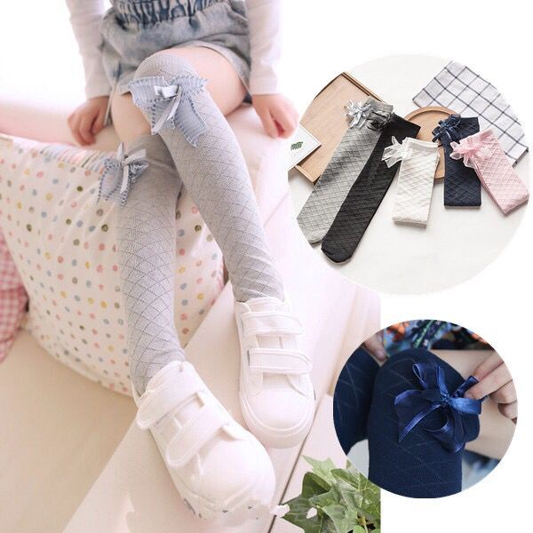 Vớ Cổ Cao Đính Kim Cương Thời Trang Xuân Thu Cho Bé Gái 3-5-7-10 Tuổi