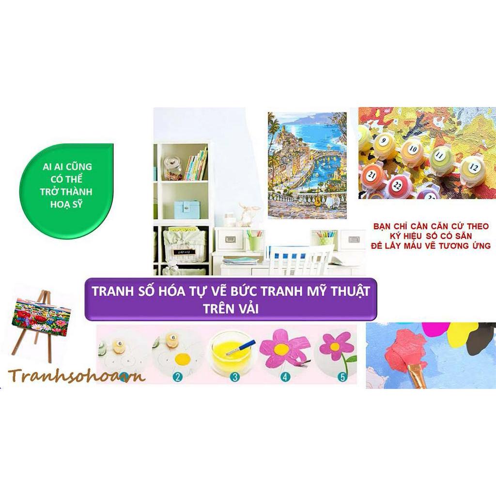 Tranh Sơn Dầu Số Hóa Tự Tô Màu Phong Cảnh Sài Gòn Việt Nam Khổ Lớn 65x100cm BEE HAPPY Mã VN021