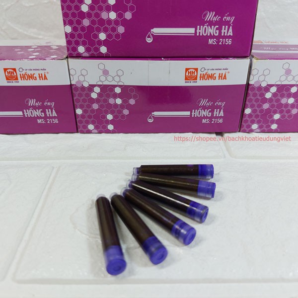 Hộp mực ống Hồng Hà tím gồm 60 ống mực