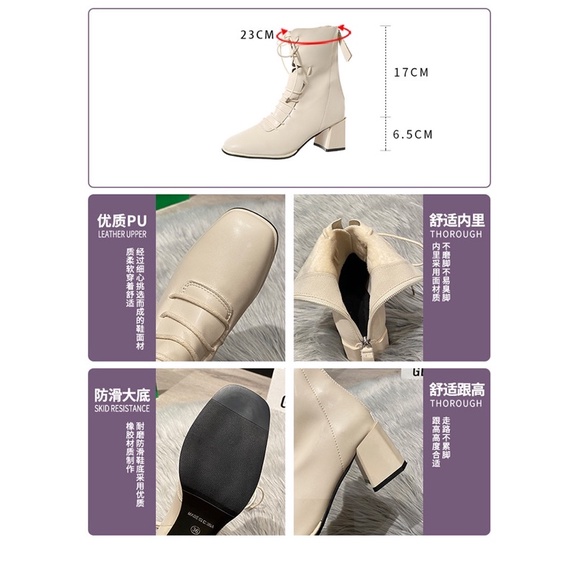 Giày boots cao gót đế dày ống giữa trend2021