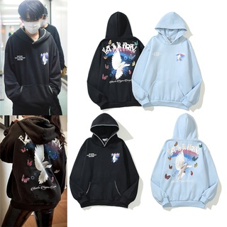 Burst Money AMIRI Áo hoodie cotton tay dài in hình chim bồ câu cầu vồng hòa bình cho nam và nữ