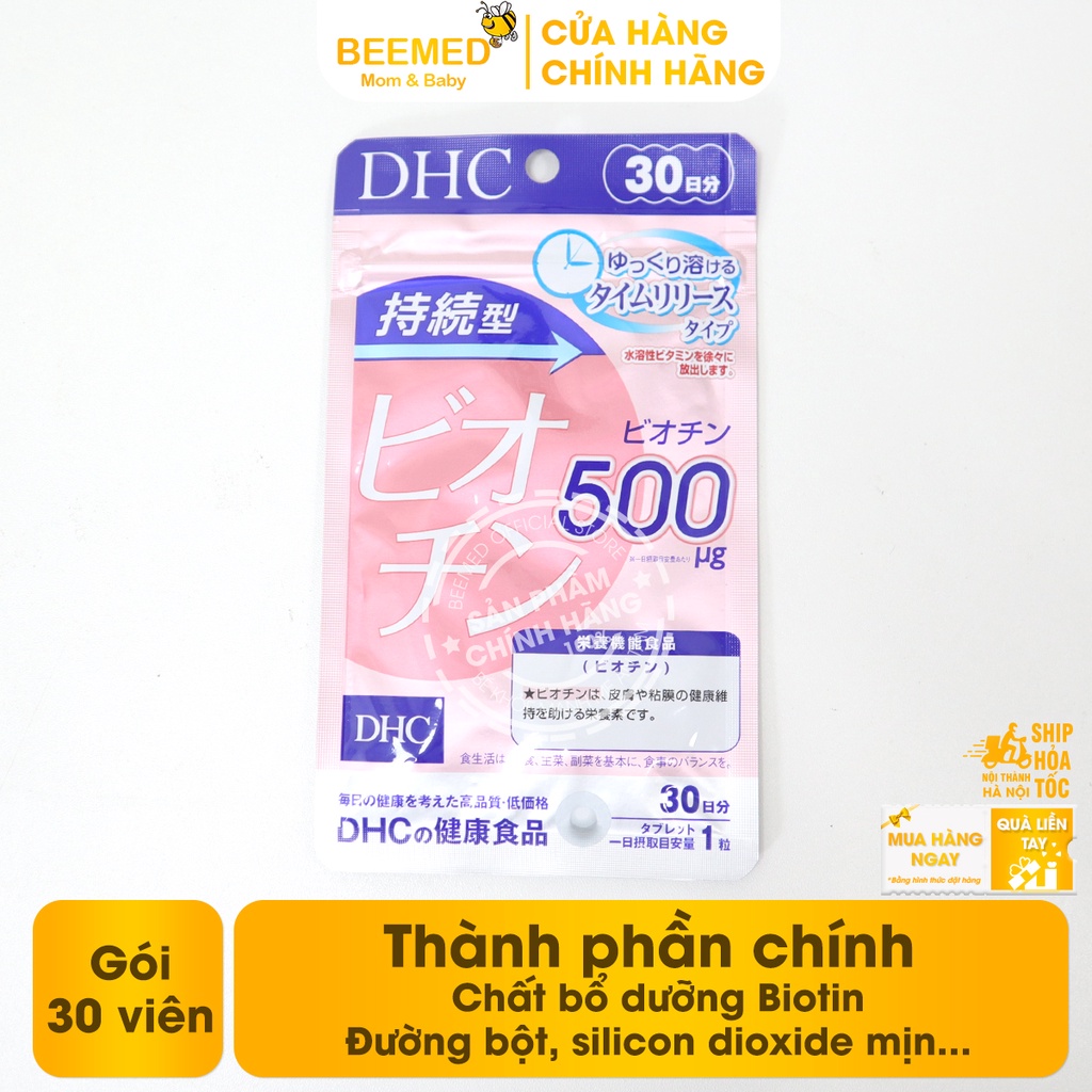 Viên uống biotin DHC Sustained Release Biotin nuôi dưỡng và kích thích mọc tóc cho cả nam nữ -  Gói 30 viên