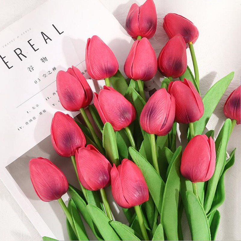 Bó hoa tulip giả trang trí đẹp mắt 10 màu lựa chọn