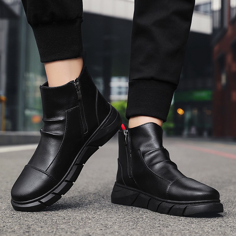 Chelsea boots nam giày da Martin đầu bếp công sở