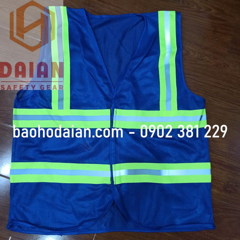 Áo phản quang lưới miếng dán màu xanh dương