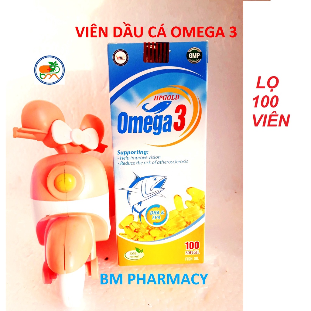 Viên dầu cá Omega 3, giúp cải thiện thị lực, hỗ trợ giảm nguy cơ xơ vữa động mạch, tốt cho tim mạch