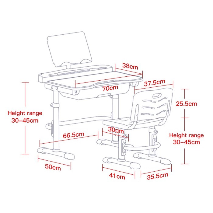 Bộ Bàn Học Chống Gù Chống Cận KAMI M70P Hồng Phấn - Bàn Điều Chỉnh Độ Cao | BigBuy360 - bigbuy360.vn