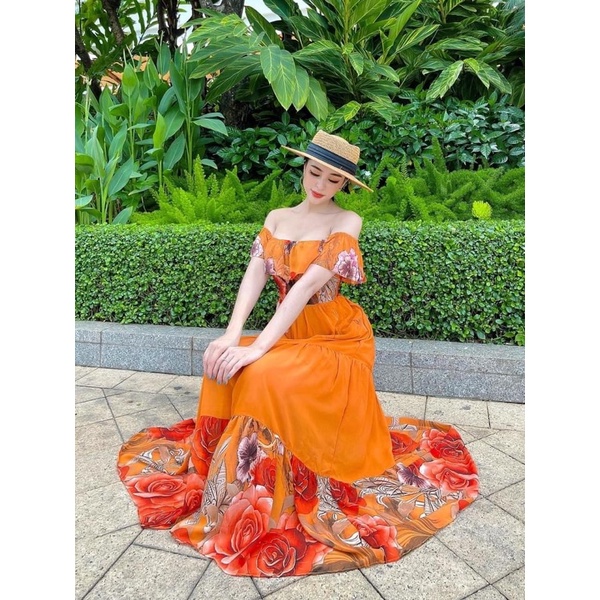 Đầm maxi hoa to