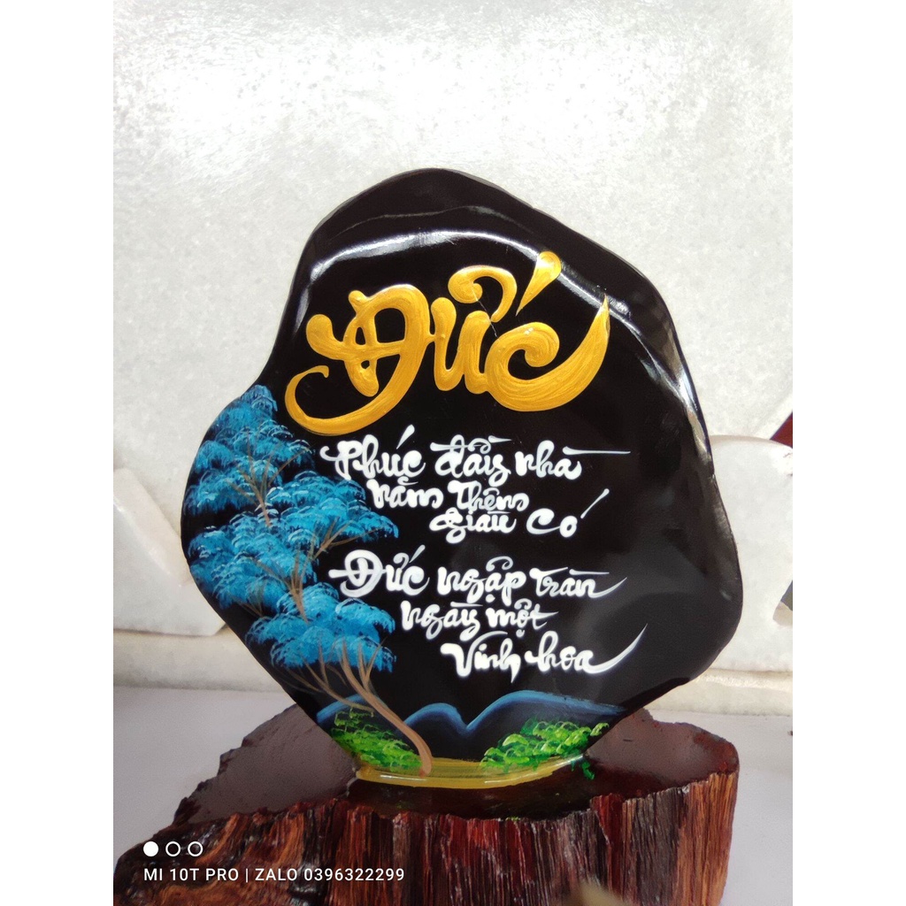 Thư pháp trên đá đen tuyền 💯 tự nhiên., Giá gốc tại xưởng, Khắc chữ thư pháp theo yêu cầu