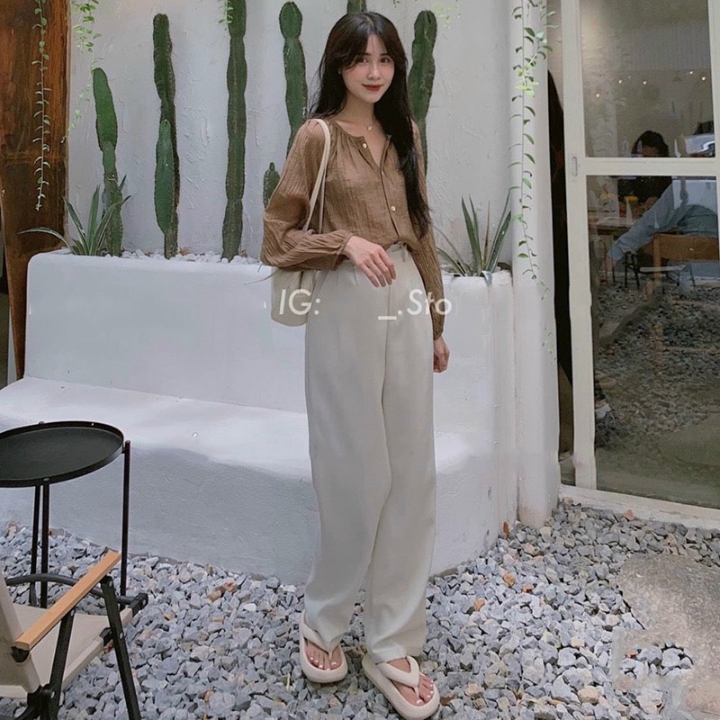 Áo Sơ Mi Cổ Tròn Voan Tơ Hàng Quảng Châu AP012-Violet