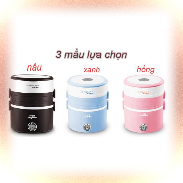 HOT'' Hộp cơm dùng điện inox 3 ngăn Playbear DFH-2019 MỚI RẺ