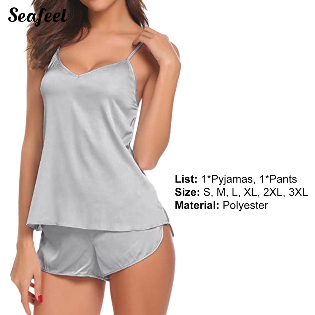 Bộ Đồ Ngủ Áo Hai Dây Kèm Quần Short Lưng Thun Cho Nữ