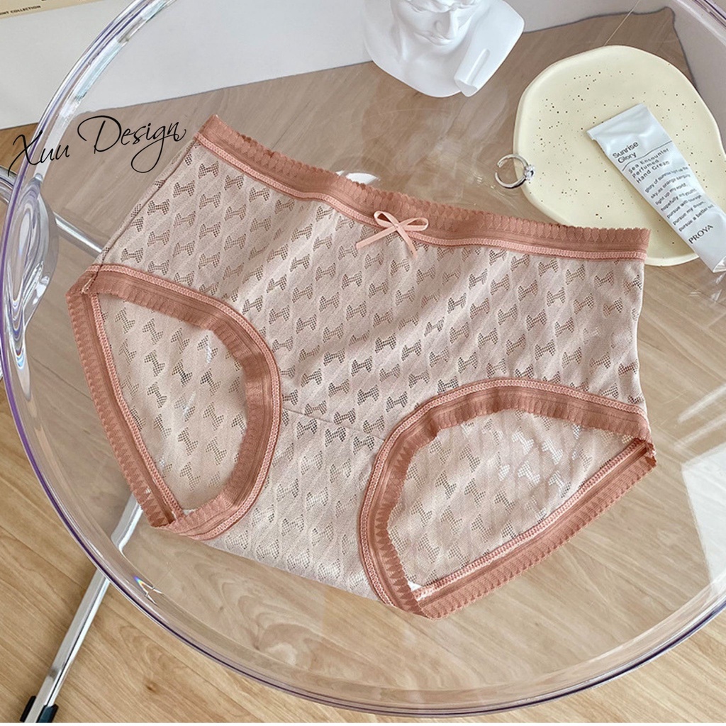 Quần lót nữ cotton cao cấp XUU viền ren phối nơ nhẹ nhàng QC62