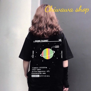 Áo thun nam nữ Unisex hoàn vũ Planet form rộng Korea tay lỡ dưới 75Kg