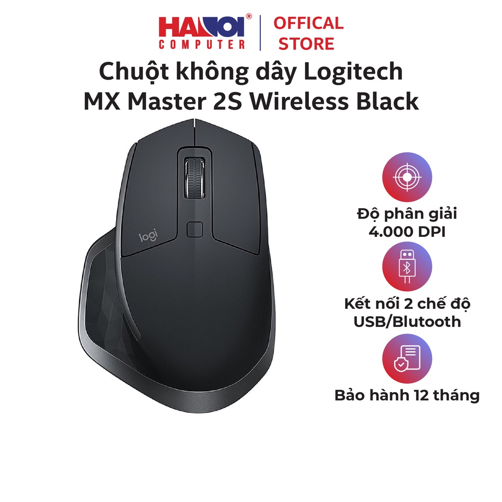 Chuột không dây Logitech MX Master 2S Wireless Black công nghệ không dây 2.4 GHz nâng cao