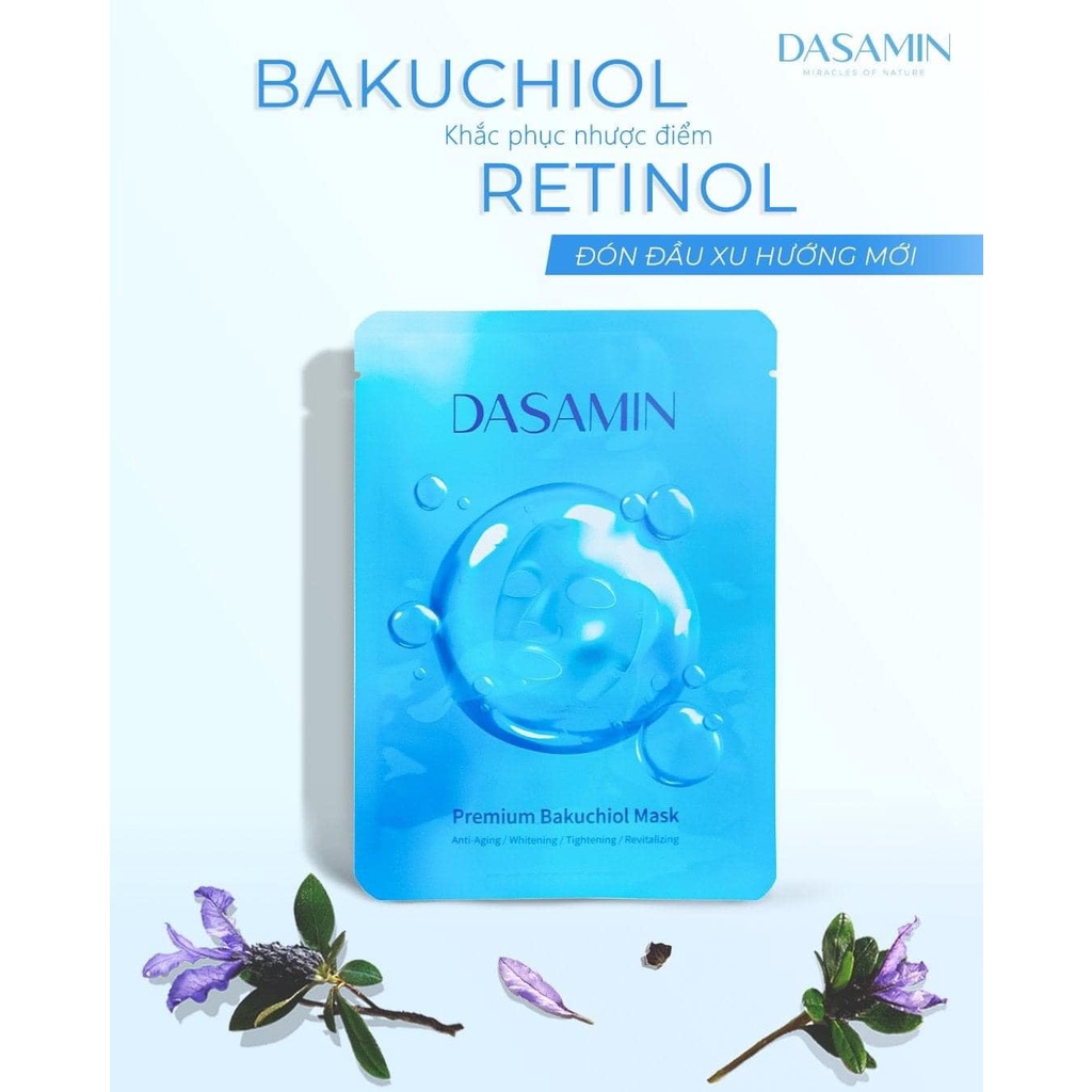 Mặt Nạ Giấy Dưỡng Da Dasamin Premium Bakuchiol Mask Mặt Nạ Phủ Bóng Trắng Da