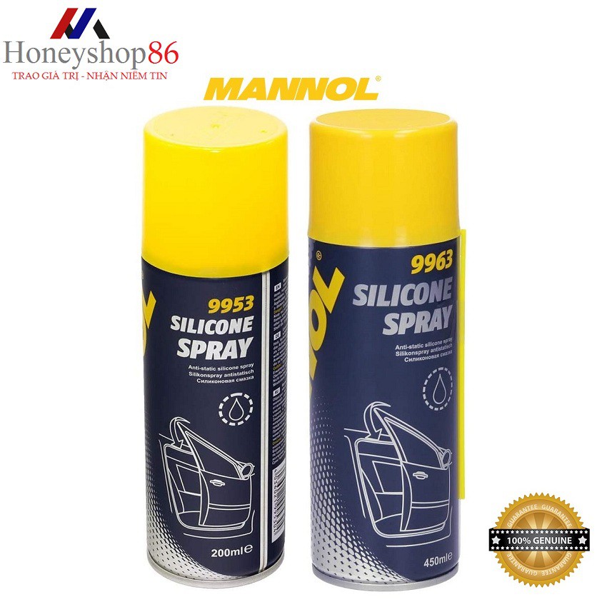 Chai Xịt Silicone Bảo Vệ, Làm Bóng Nội Thất Xe MANNOL 9953 – 200ML | 9963 - 450ML Silicone Spray HONEYSHOP86