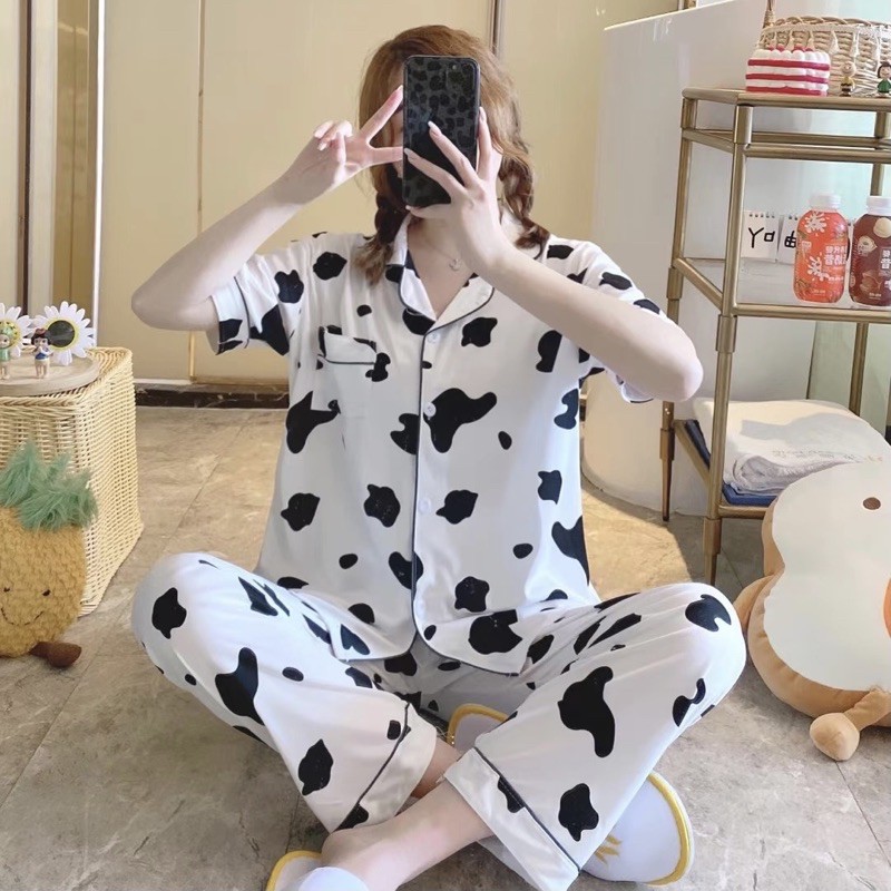 Bộ ngủ pijama nữ ngắn tay quần dài nhiều màu | BigBuy360 - bigbuy360.vn