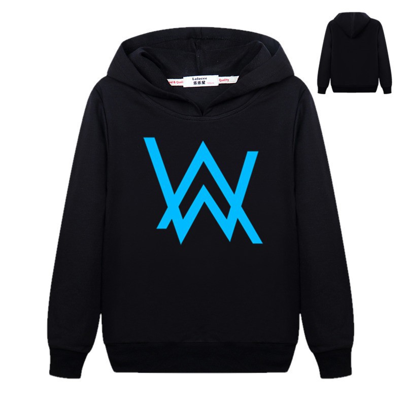 Áo khoác hoodie vải chất liệu cotton mỏng họa tiết in logo alan walker thời trang xuân thu cho bé trai