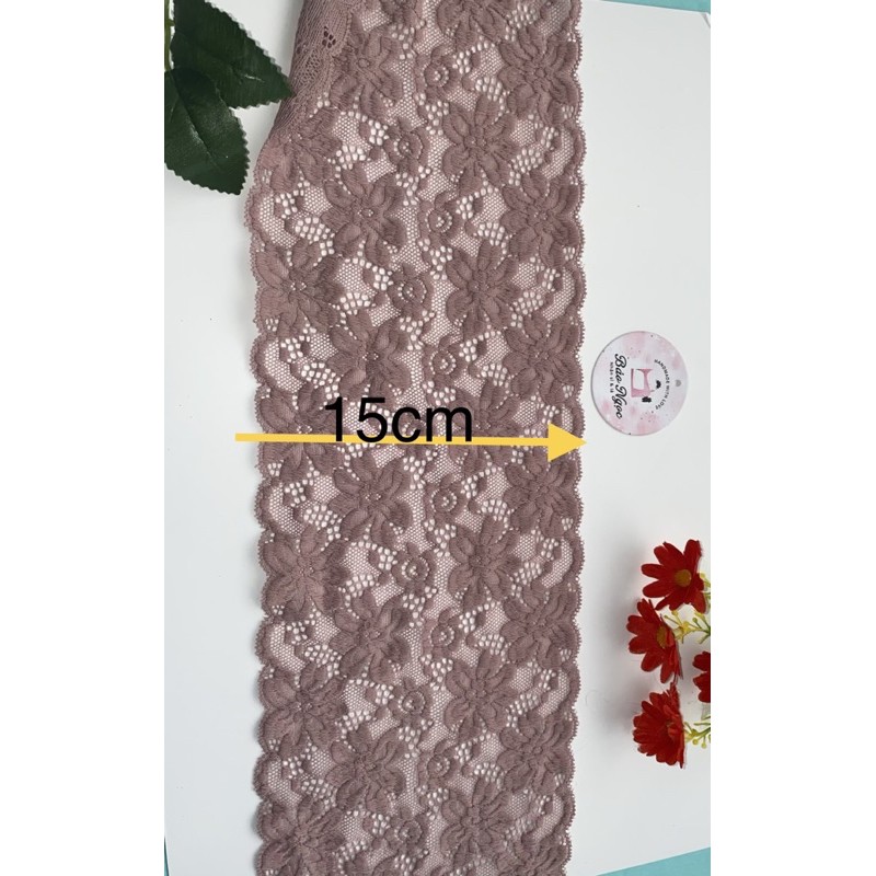 5m dây viền viền thun ren bản 15cm trang trí quần áo làm áo lót quần chip pha phối