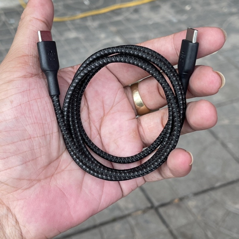 Cáp sạc bọc dù Type C to Type C 1m Belkin sạc nhanh 60W CAB004 new nobox, sạc nhanh tất cả các thiết bị