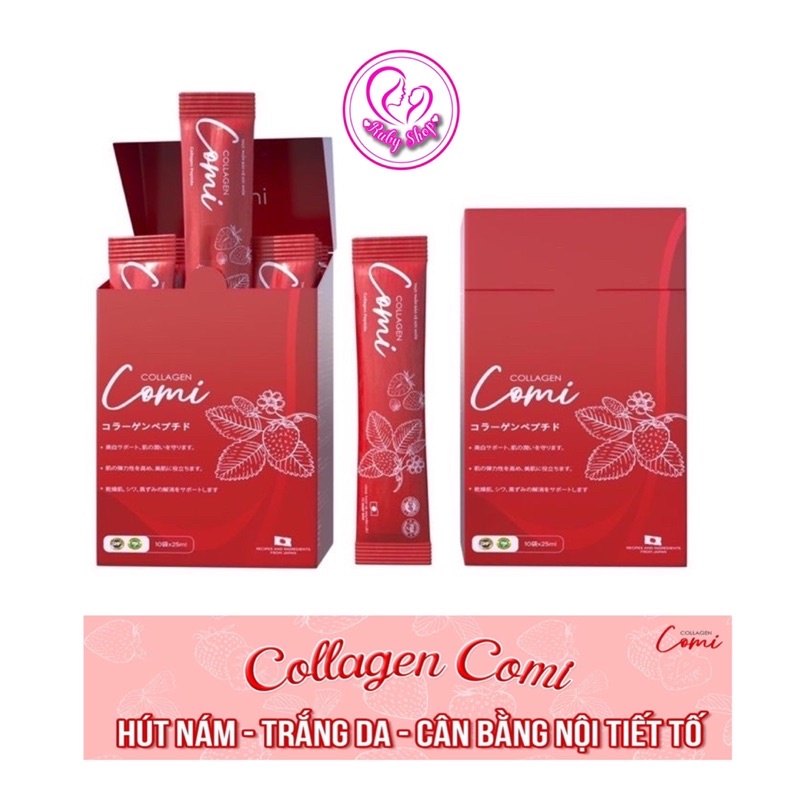 Collagen Comi Nhật Bản hút nám, trắng da, chống lão hoá, cân bằng nội tiết hộp 10 gói - cam kết chính hãng