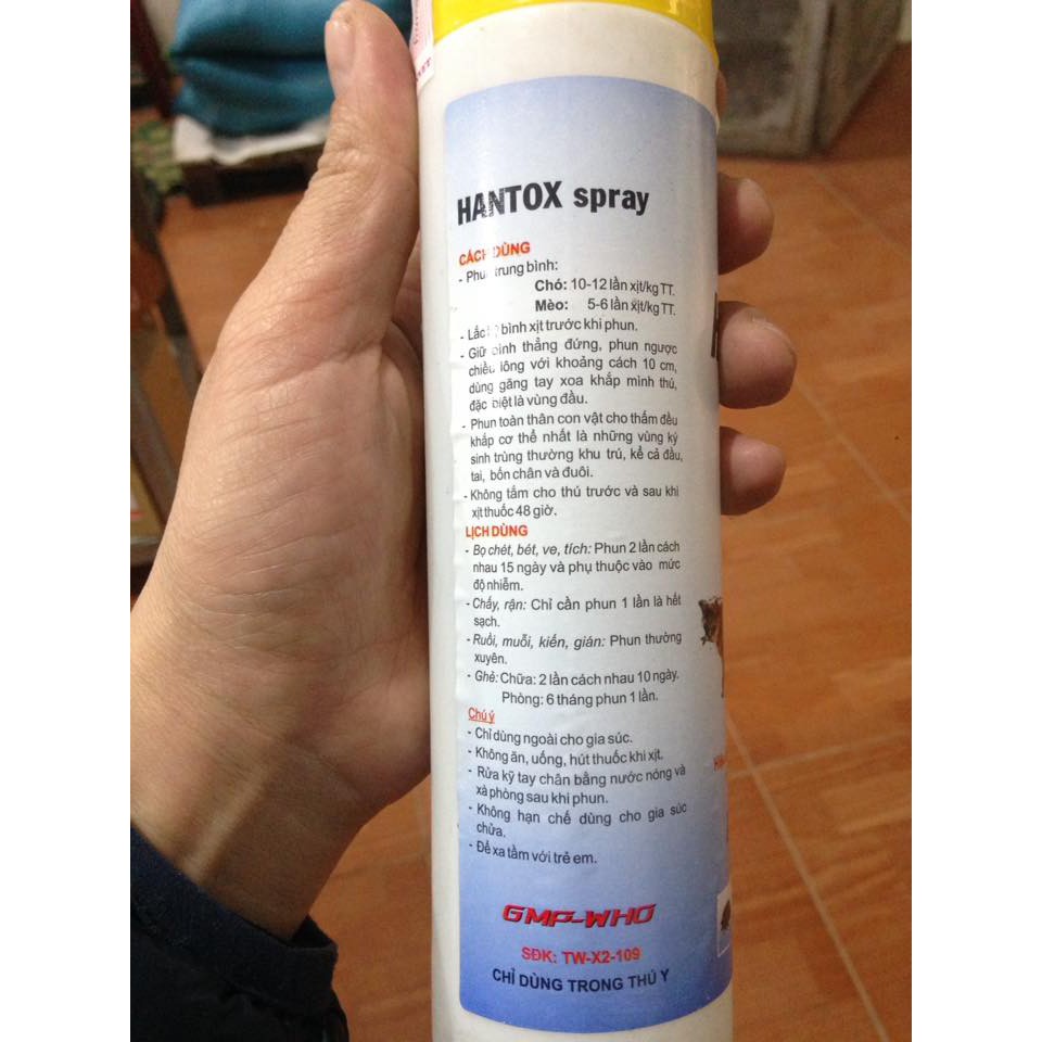 Xịt Ve, Ghẻ, Bọ chét trên Chó Mèo - HANTOX SPRAY (chai 300ml)