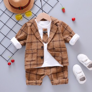 BỘ VEST CAO CẤP DẠ KẺ CHO BÉ (hình thật)