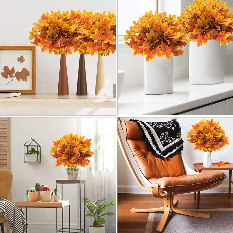 Bộ 5 Cành Lá Phong Nhân Tạo Chống Tia UV Trang Trí Nhà Cửa / Sân Vườn