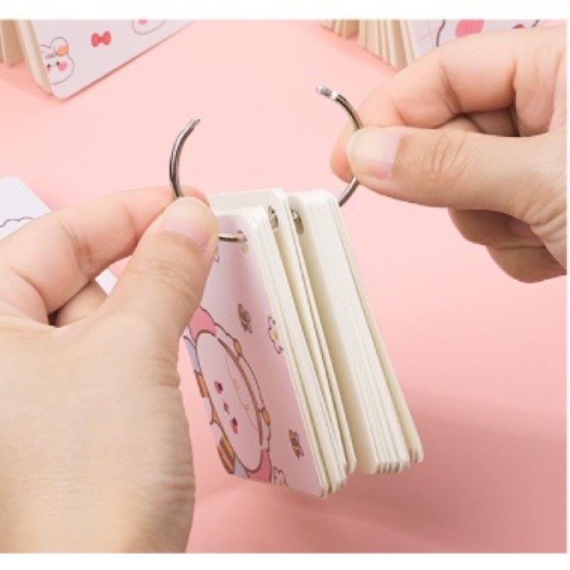 Flashcard học ngoại ngữ Anh Nhật Hàn hình vuông có móc sắt