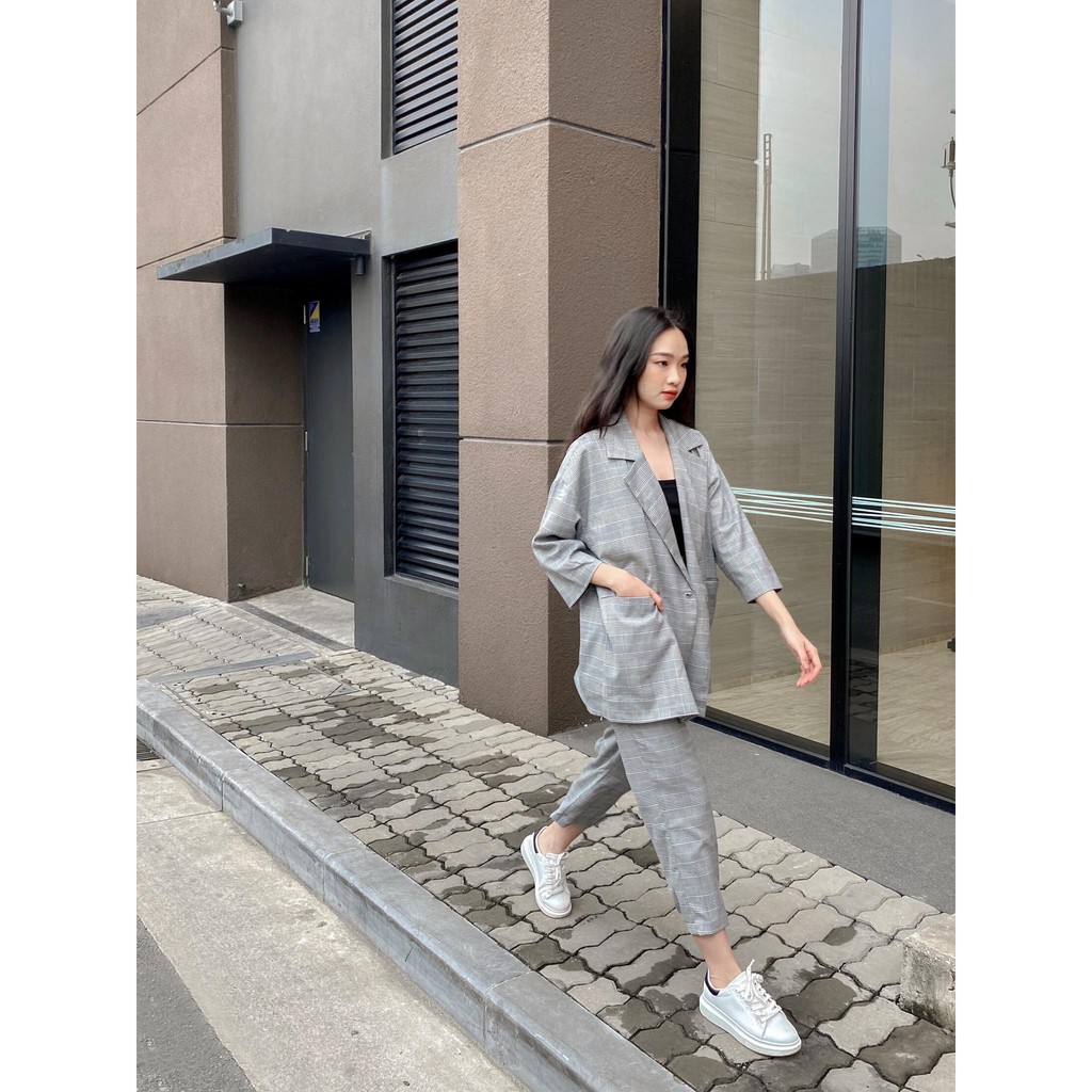 SET ÁO BLAZER VÀ QUẦN SUÔNG KẺ CHUBBIE - SET LIGHT BLAZER | BigBuy360 - bigbuy360.vn