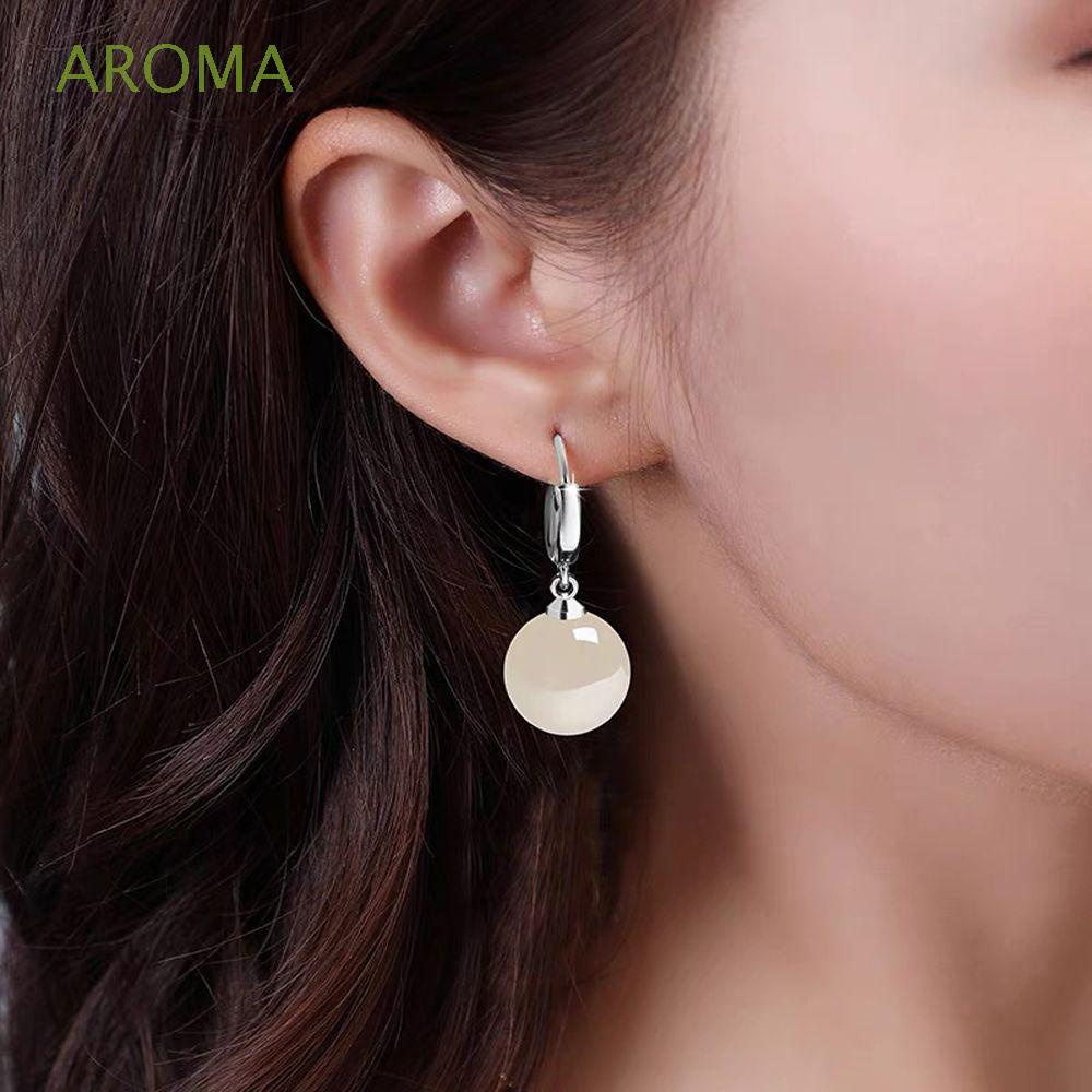 Đôi khuyên tai hình tròn đính hạt tròn phong cách Hàn Quốc thanh lịch dành cho nữ