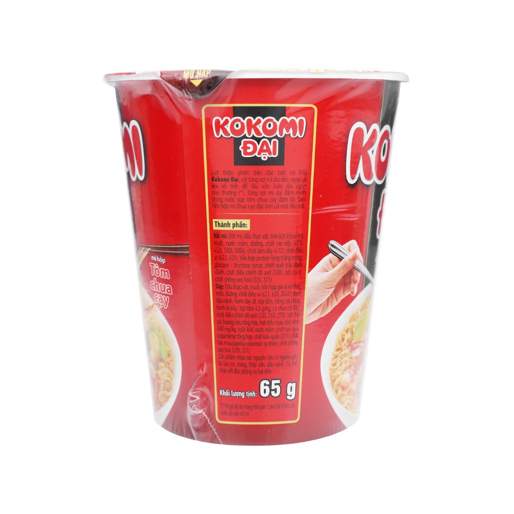 Thùng 24 Hộp Mì Kokomi Đại Tôm Chua Cay (65g / Hộp)