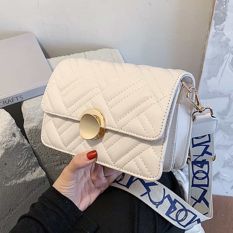 D267 Túi đeo chéo dây đeo bản to khóa tròn sang chảnh