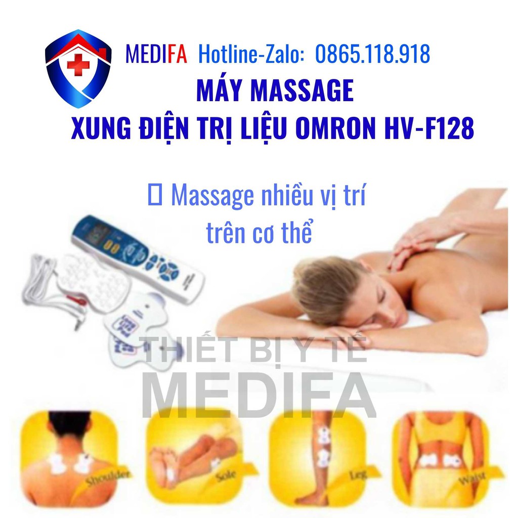 Máy mát xa xung điện, có màn hình, 12 chế độ mát xa tự động theo từng vùng chống đau mỏi cơ...HV-F128, Omron