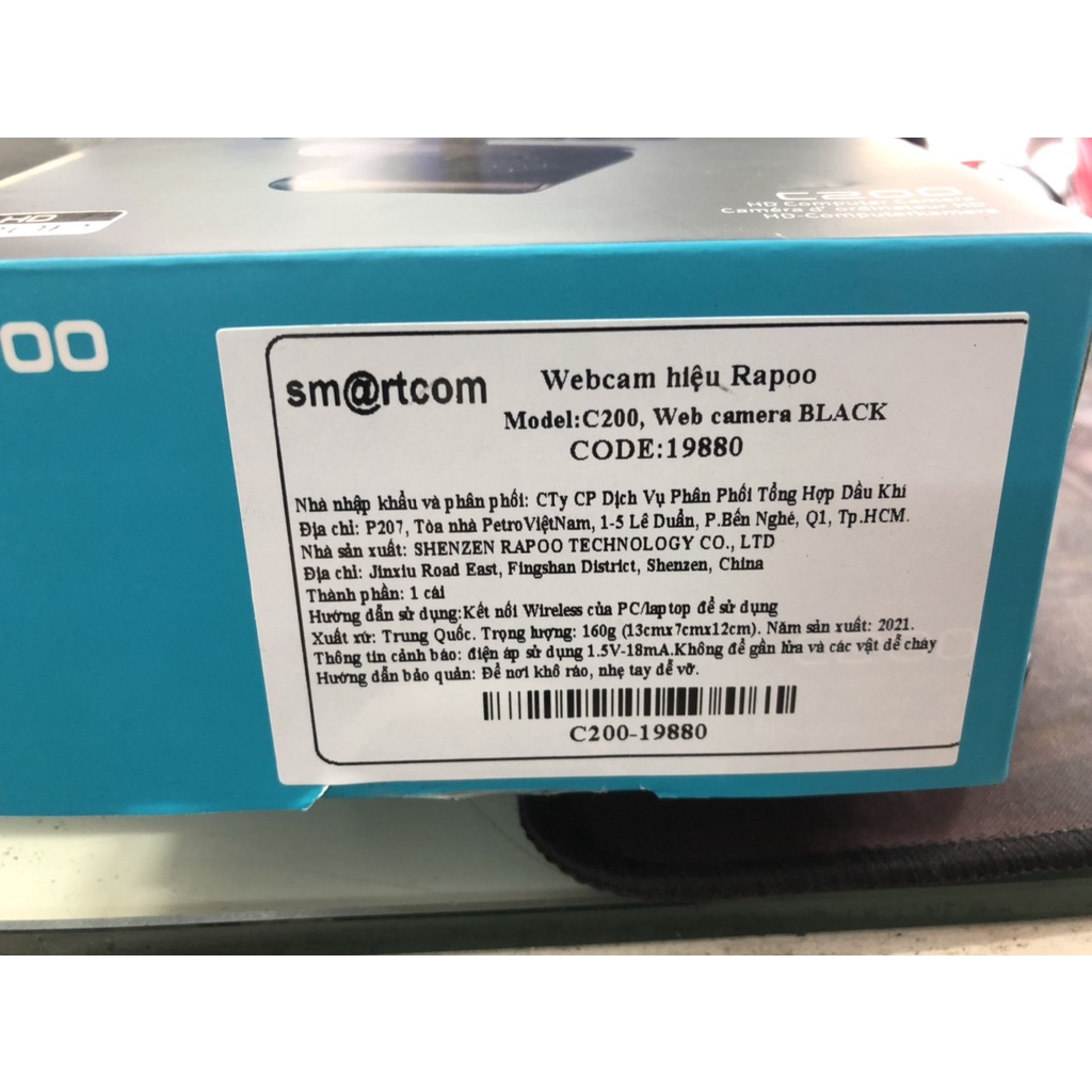 Webcam Rapoo C200 HD 720P - Hàng Chính Hãng