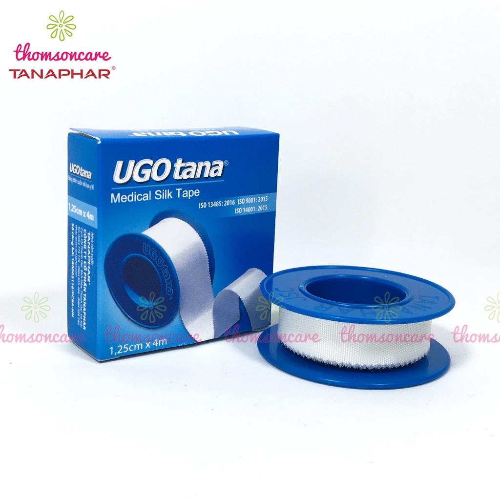 Hộp 12 cuộn băng dính cuộn vải lụa y tế UGOTANA kích thước 1,25cm x 4m - độ dính cao