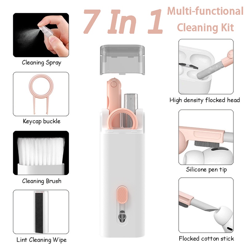 Bộ dụng cụ vệ sinh bàn phím máy tính/ tai nghe bluetooth không dây HDOORLINK 7 trong 1 tùy chọn màu sắc