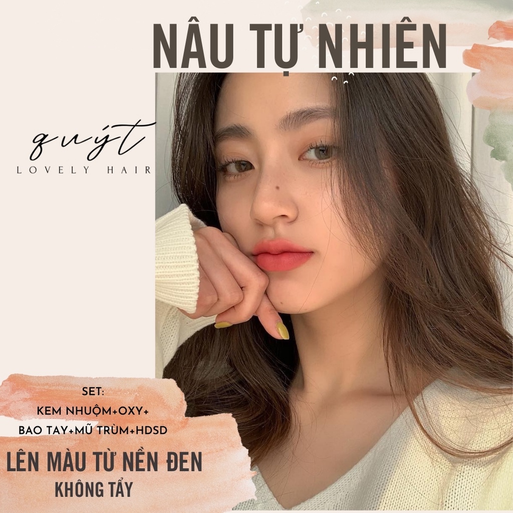 Q8 thuốc nhuộm tóc NÂU TỰ NHIÊN-TẶNG OXY- SIÊU MỀN MƯỢT