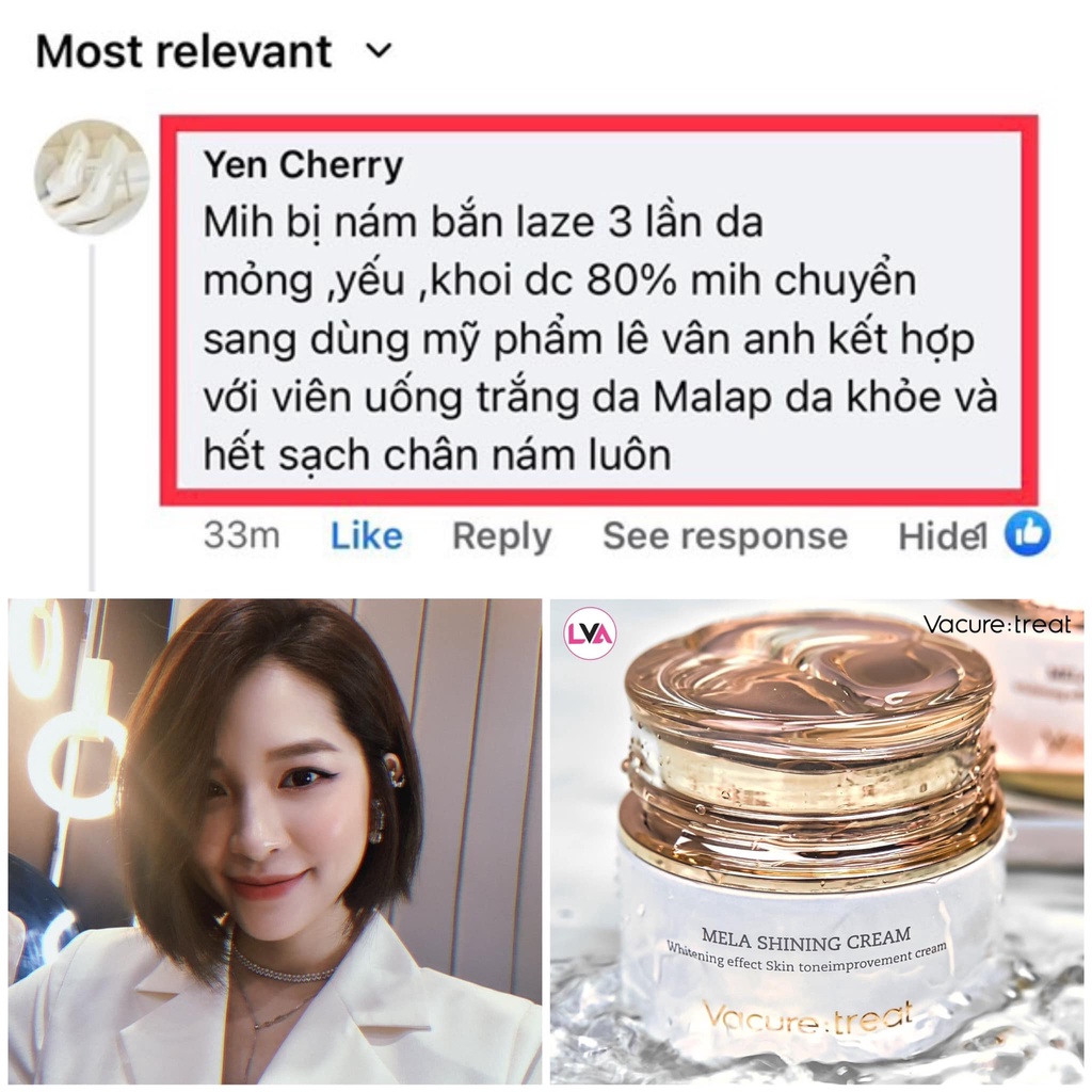 Kem Mờ Nám Tàn Nhang, Dưỡng Trắng Chuyên Sâu Vacure:treat Mela Shining Cream 60g