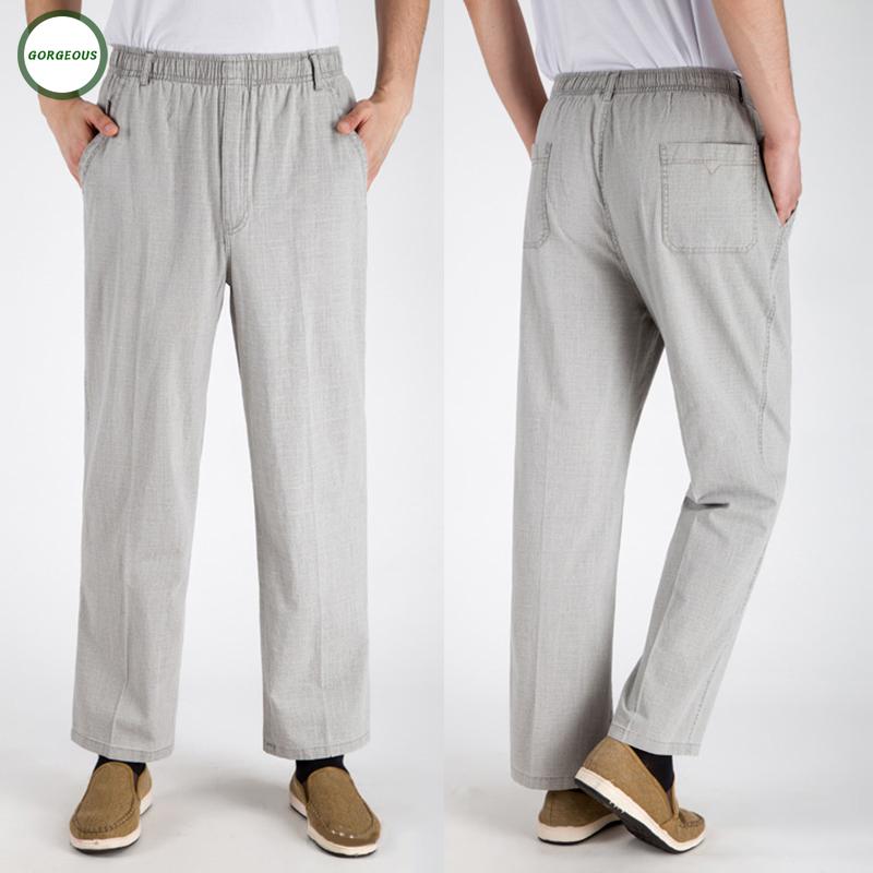 Trousers Cotton Linen Loose Slacks Summer Zipper Breathable Drawstring