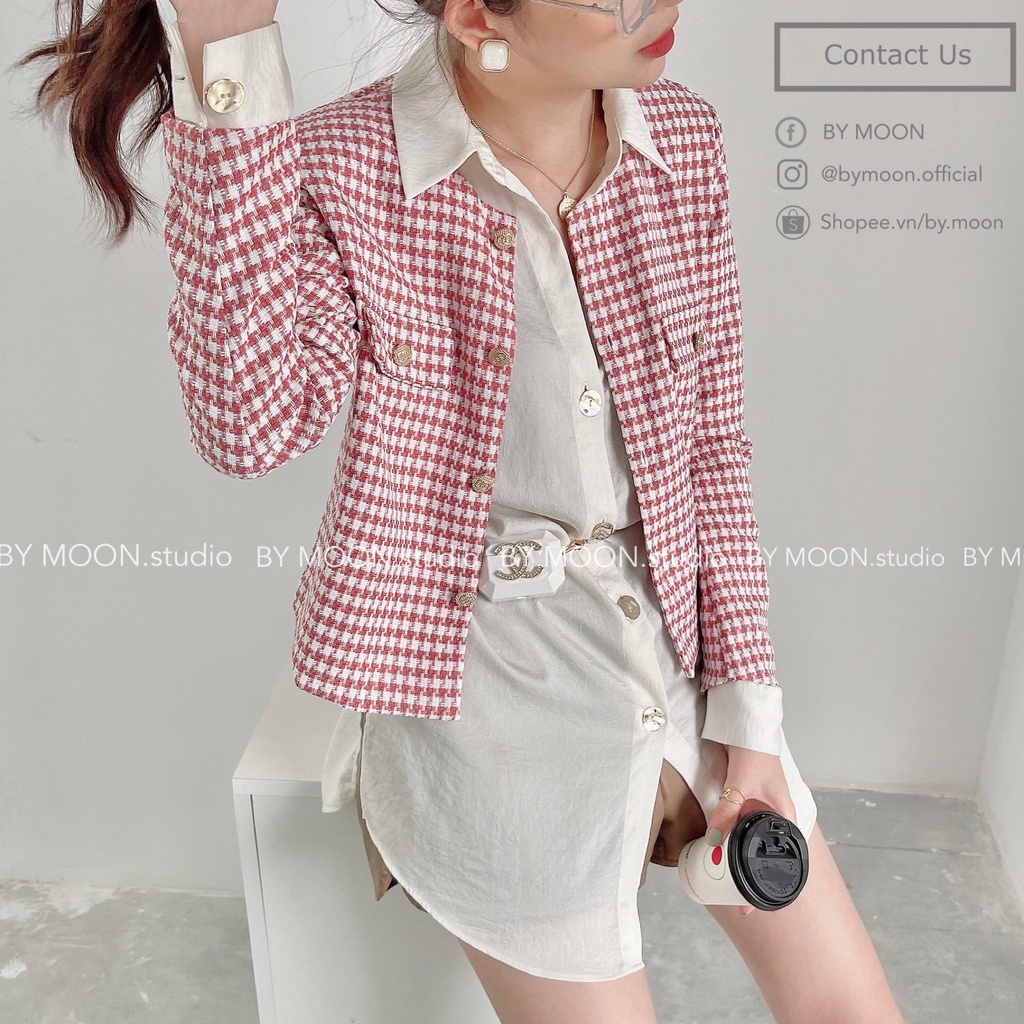 Áo khoác dạ Tweed nữ mỏng thời trang thiết kế ảnh thật BY MOON - AK002 | BigBuy360 - bigbuy360.vn