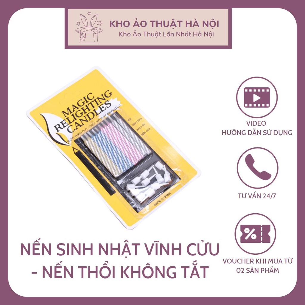 Nến Thổi Không Tắt Ảo thuật (bộ 10 cây), Nến sinh nhật Vui Nhộn, Đồ Chơi Troll Bạn Bè