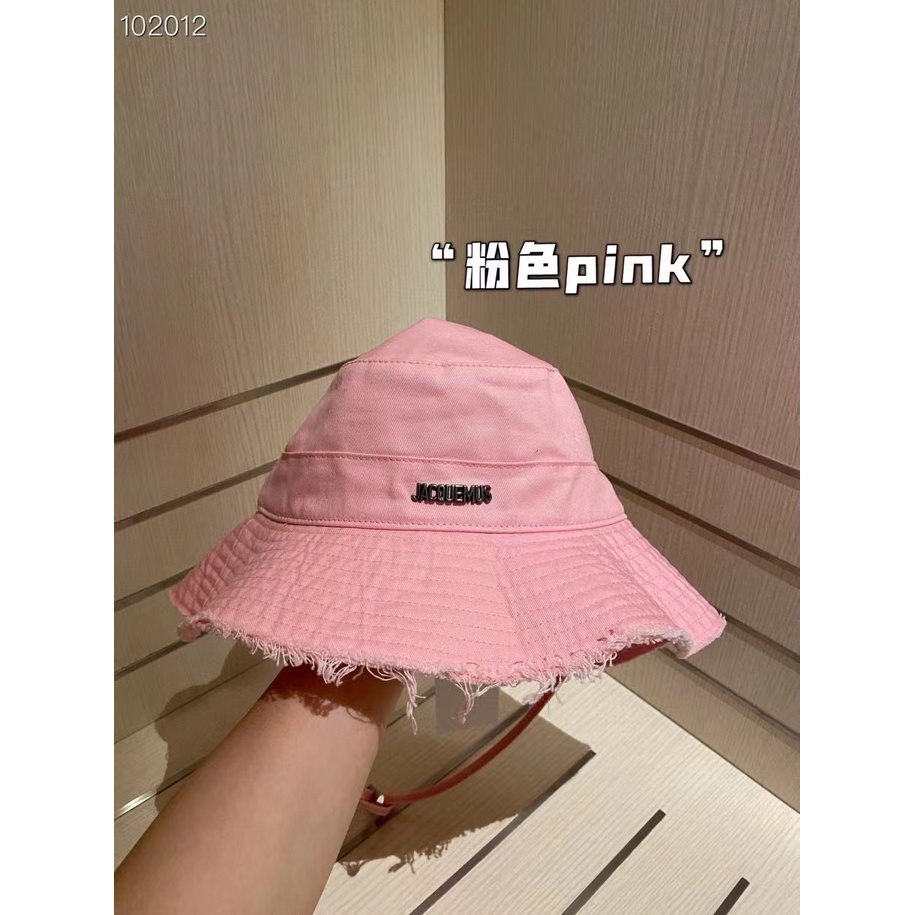 Niche Hyuna Mũ Bucket Cột Dây Bằng Vải Bạt Nhãn Kim Loại Phong Cách jacquemus